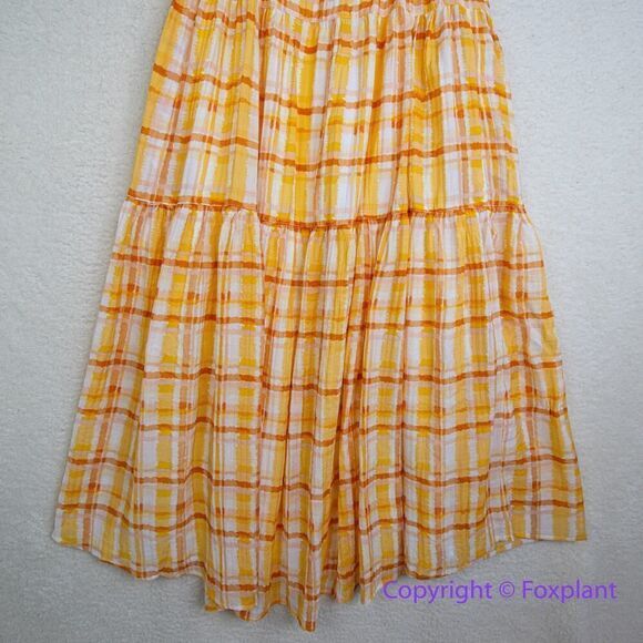 New! New ASTR The Label Ilana Plaid Puff Sleeve Tie Open Back Tiered Midi Dress - Picture 10 of 16